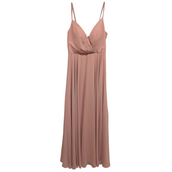 VIP Bridal Bridesmaid Blush Pink Long Formal Gown Spaghetti Strap A-Line 10 - Picture 1 of 11